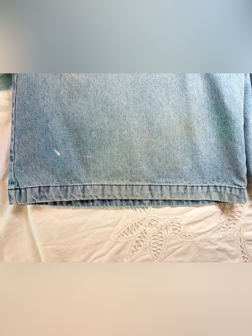 Vintage Season Ticket Light Wash Distressed Baggy Denim Jorts High Waist Long M - Picture 12 of 14